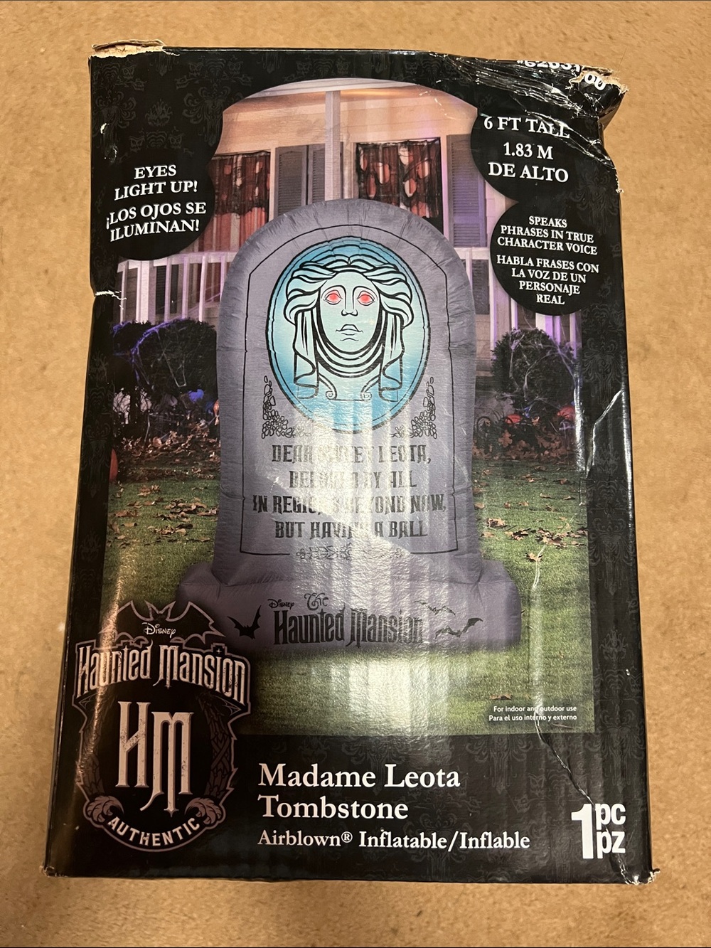 Disney Haunted Mansion Madame Leota Gray and Blue Inflatable Tombstone